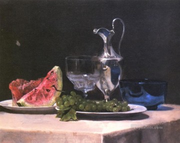 Estudio de bodegones de vidrio plateado y frutas John LaFarge Pinturas al óleo